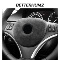 For BMW E90 E92 E93 E81 E82 E87 E88 Made of Alcantara/Carbon Fiber Wrap Steering Wheel Airbag Cover Trim Car Interior Accessory