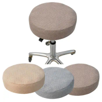 Round Chair Cover Bar Stool Cover Elastic Office Seat Case Cotton Linen Chair Protector for Restaurant Banquet Home Hotel Decor