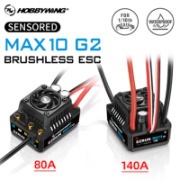 Hobbywing RC ESC MAX10 G2 80A 140A Sensored Brushless 2-4S Waterproof Speed Controller for 1/10 Scale RC Car Monster Trucks
