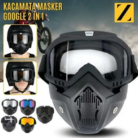 Kacamata Masker Mask 2 In 1 Set Motor Paintball Trail Cross Anti Debu Polusi Model Bollfo