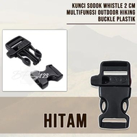 Kunci Sodok Whistle 2 Cm Multifungsi Outdoor Hiking Buckle Plastik Hitam