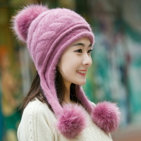 冬季帽子女冬天韓版潮甜美時尚可愛秋冬針織毛線帽保暖護耳兔毛帽