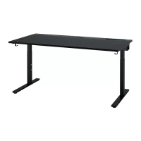 MITTZON 書桌/工作桌, 黑色/實木貼皮 梣木/黑色, 160x80 公分