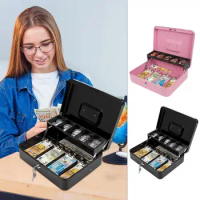 Cash Box With Money Tray Locking Cash Box With Money Tray Metal Money Saving Organizer 4 Bill/5 Coin Slots Cash Register Drawer