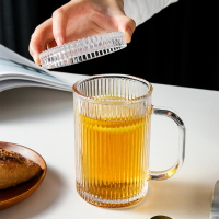 玻璃杯帶蓋子把手水杯家用辦公室透明大容量加厚杯子玻璃蓋水茶杯