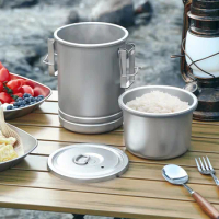 Outdoor Camping Cooking Ware Pot Set Hiking Picnic Multi-purpose Portable Rice Cooker 304 Stainless Steel Utensils Hanging Pot