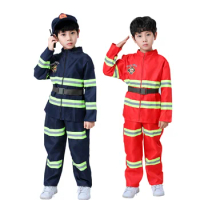 Kids Firefighter Cosplay Uniform New Year Christmas Gift Fireman Sam Costume for Boys Girl Role-play Fancy Suit Carnival Costume