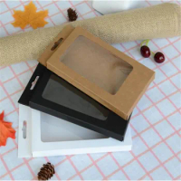 20pcs Black White Kraft Paper Window Box Phone Case Package Box Blank Cardboard Packaging Boxes Craft Display Box