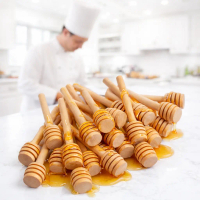 50-Pack of Mini 3-Inch Natural Wood Honey Dipper Sticks AINNA Espresso Machine Capsule Coffee Grinde
