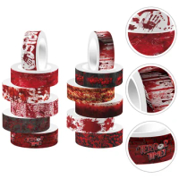 Halloween Decor Bloody Hand Bleeding Transparent Roll Self-adhesive DIY Handbag Material Pack 12pcs
