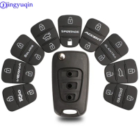 jingyuqin New Replacement Rubber Pad 3 Buttons Flip Car Remote Key Shell For Hyundai I30 IX35 Kia K2 K5 Key Cover Case