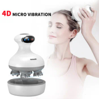 4D Smart Head Massager Waterproof Electric Scalp Massager Pressure Points to Relieve Deep Tissue Health Care With Vibration