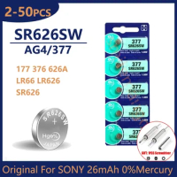 Original For SONY AG4 377 Button Batteries SR626SW SR626 177 376 626A LR66 LR626 Cell Coin Alkaline Battery For Watch Toys Clock