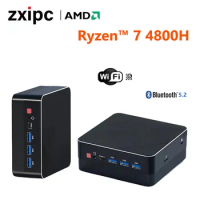 Mini PC Computer Gaming AMD Ryzen7 5700U 4800H 5800H Pocket Dual HD-MI LAN WIFI6 BT5.2 Pro NUC Office Desk Computer DDR4 NVMe