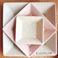 美濃燒陶制櫻花方板特色日式懷石料理餐具盤子