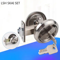 Bedroom Stainless Steel Pull Ring Lockset Concealed Door Lock Balcony Bathroom Sliding Door Locks Home Improvement Hardware