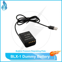 BLX-1 DC Coupler BLX1 Dummy 1.2m Battery USB Built-in Voltage Regulation Straight Cable for Olympus OM1 OM-1 Micro SLR Camera