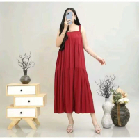 Bellina Dress Crincle Airflow Premium Midi Dress Tanpa Lengan