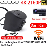 ZJCGO 4K Car DVR Dash Cam Wifi Front Rear Camera 24h Monitor for for Lamborghini Urus 2018 2019 2020 2021 2022 2023