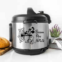 Steam Boat Willie Instant Pot Vinyl Sticker Mickey Steam Pot Decals Decor For Funny Kitchen Removable Waterproof Vinyl Decal