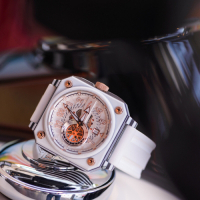 ROMAGO 碳霸系列 超級碳纖自動機械腕錶 - 白色/46.5mm