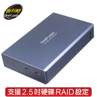 伽利略USB3.2 Gen1 2.5吋 Raid 雙SATA SSD 陣列硬碟外接盒 (HD-339U32R)