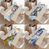 Modern Marble Printing Table Runners Modern Linen Tablecloths Home Wedding Coffee Table Decor Dining Antifouling Table Runner