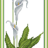 Cross Stitch Complete Set With Pattern Kit Alocasia Callas(1) Stamped Counted Cloth Printed Unprinted Home Decor