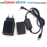 DR-E12 DC Coupler LP-E12 Fake Battery+PD Charger Adapter+USB Type-C Charger Cable For Canon EOS M2 M10 M50 M100 M200 Camera