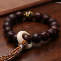 Authentic Nepal Red Skin Phoenix Eye Bracelet Buddha Beads Longans Bodhi Seed Original Seed Handheld Necklace for Men