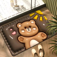 HM-Enjoy life 3D สามมิติ ขยายโคลนไดอะตอม แห้งเร็ว นุ่ม พรมเช็ดเท้า ประตูห้องน้ำ ดูดซับน้ำ กันลื่น พร