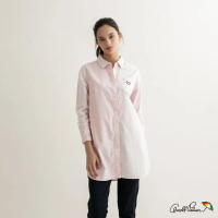 【Arnold Palmer 雨傘】女裝-撞色條紋拼接設計長版襯衫(粉色)