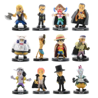 12Pcs Anime One Piece Figure Devil Fruit Users Buggy Crocodile Shanks Straw Hat Luffy Action PVC Model Doll Toys 5cm Kids Gifts