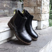 NEO Chelsea boots pria hitam sepatu boots tanpa tali sepatu boots docmart Boston Footwear sepatu 47 
