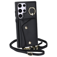 Ring Holder Crossbody Leather Wallet Case For Samsung Galaxy S23 Ultra S22 Plus S21 FE A14 A54 A53 R