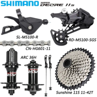 SHIMANO DEORE M5100 Derailleurs Groupset MTB Bike 11-42T/46T/50T Cassette 36 Holes ARC Hubs HG601 Chain Bicycle Parts