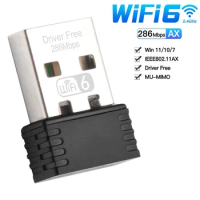 Mini USB WIFI 6 Network Card 2.4GHz USB Dongle Wi-Fi Adapter 802.11b/n/ax Driver Free Wireless External Receiver For Laptop PC
