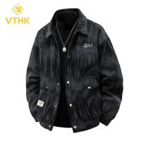 เสื้อแจ็คเก็ต Tie-Dye แบรนด์อินเทรนด์, VTHK2025 มาใหม่, คอปก, แฟชั่นชั้นสูง, เหมาะสำหรับฤดูใบไม้ผลิแ