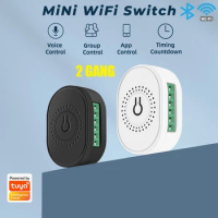 2CH Tuya Wifi Switch Fan Controller Smart Home Stepless Speed Switch Voltage Regulator For Alexa Google Smart Life