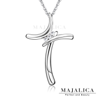 Majalica經典十字架項鍊925純銀流線造型-銀色