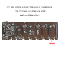 Onda Motherboard AK2980 K15 B250 AK4025-D8P-70MM 8 GPU BTC ETH Miner Rig For GTX 3060 3070 3080 3090 8 Card With CPU Motherboard