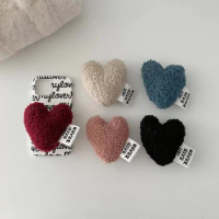 Korean Cute 3D Fuzzy Warm Heart Plush For Magsafe Magnetic Phone Griptok Grip Tok Stand For iPhone Wireless Charging Case Holder