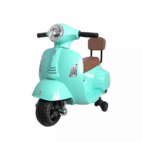 Mainan Anak Perempuan laki Motor Listrik AKI VESPA MINI PIAGGIO M788 - Biru Muda