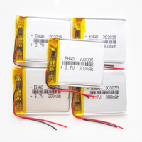 5 x pcs 3.7V 300mAh Lipo Rechargeable battery 303035 For MP3 GPS Bluetooth Headset Camera Smart Watch Bracelet Recorder Spearker