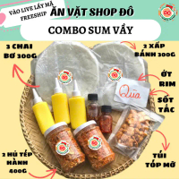 COMBO Bánh tráng phơi sương rẻ Bánh Tráng + Muối Tép Hành Phi + Bơ béo+ Sốt tắc - tóp mỡ [ ăn vặt sh
