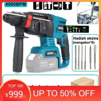 Convenyy Bor beton 3 fungsi original Brushless Rotary Hammer Drill Cordless 4000BPM Mesin bor dampak