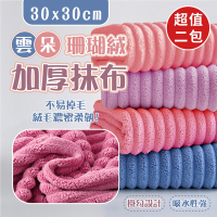 雲朵珊瑚絨加厚抹布30x30cmx2包,共24條