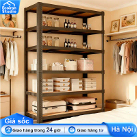 【Giá cả phải chăng 】Kệ sắt v lỗ đựng đồ Lưu trữ đồ vật nhẹ Kệ Sắt + và tấm gỗ Kệ sắt đa năng 3/4/5/6