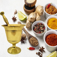 Brass Mortar and Pestle Iran Imported โกร่งทองเหลือง นำเข้า อิหร่าน ครก เครื่องบด สำหรับแซฟฟรอน สมุน