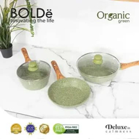 BOLDE SUPER PAN ORGANIC SET - 3IN1 - -BOLDE 5 PCS - PANCI BOLDE SET ANTI LENGKET - GREEN COOKWARE BO